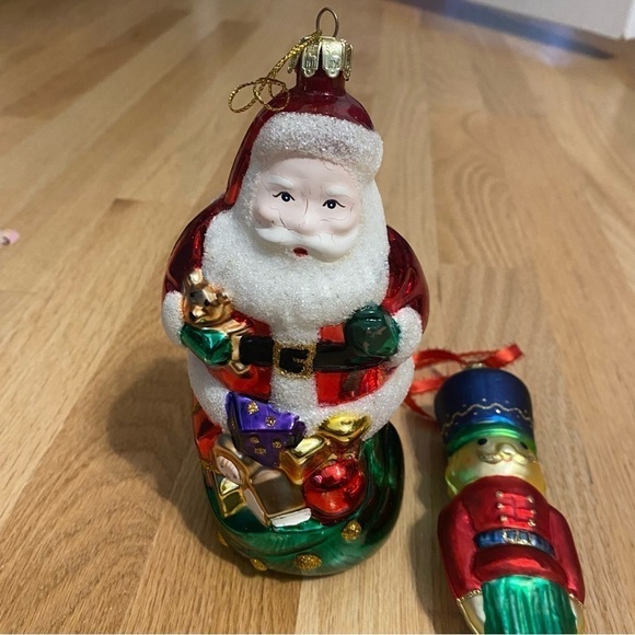 European Blown Glass Christmas Ornament Bundle Santa Claus Nutcracker Soldier - Picture 2 of 6